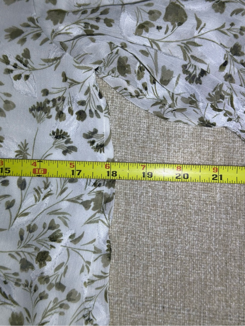 Calvin Klein White Blouse with Olive Floral Print Cottagecore - Picture 5 of 14